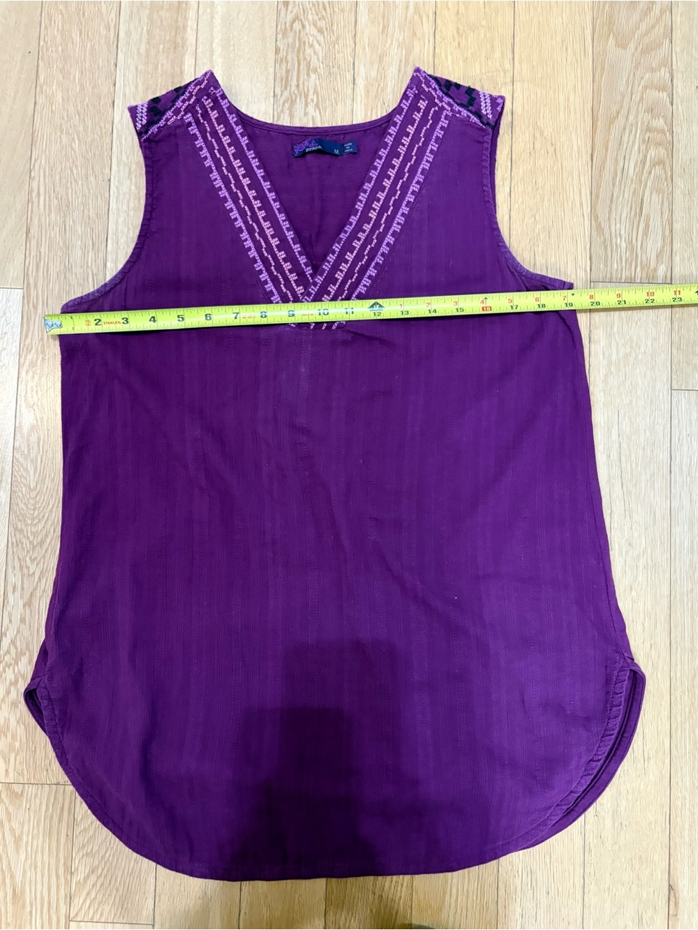 prAna Heloise Embroidered Cotton Tunic Tank Top M Purple - Picture 6 of 8